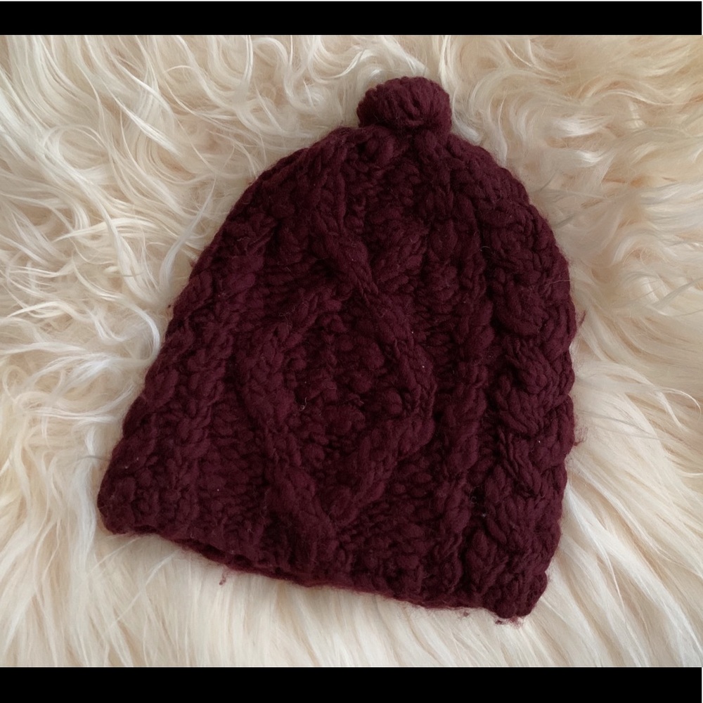 Club Monaco Maroon Hand Knit Wool Hat